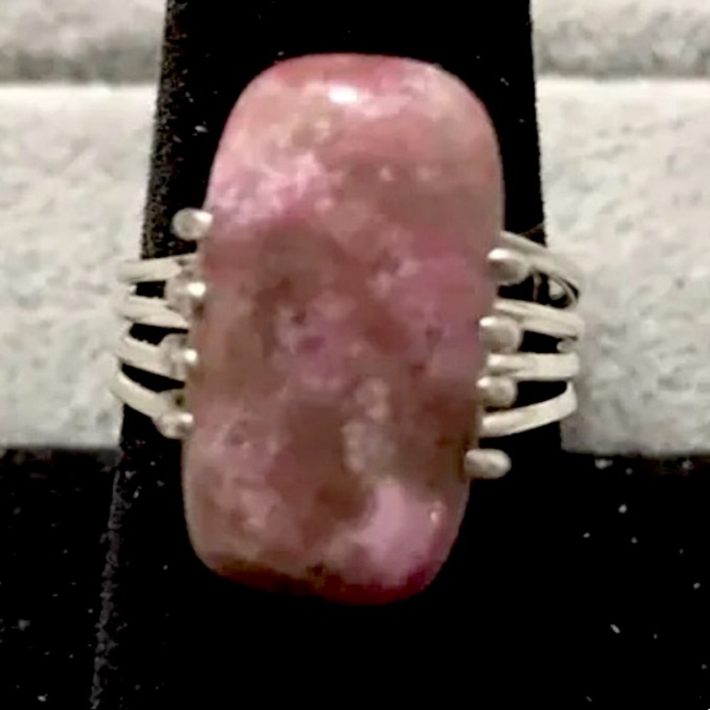 New Sterling Silver Cobalto Calcite Rectangular Ring Size 9.25-9.5 Crystal Gems